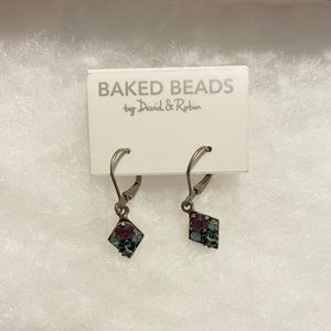 NWT - Baked Beads by David & Robin - purple earrings